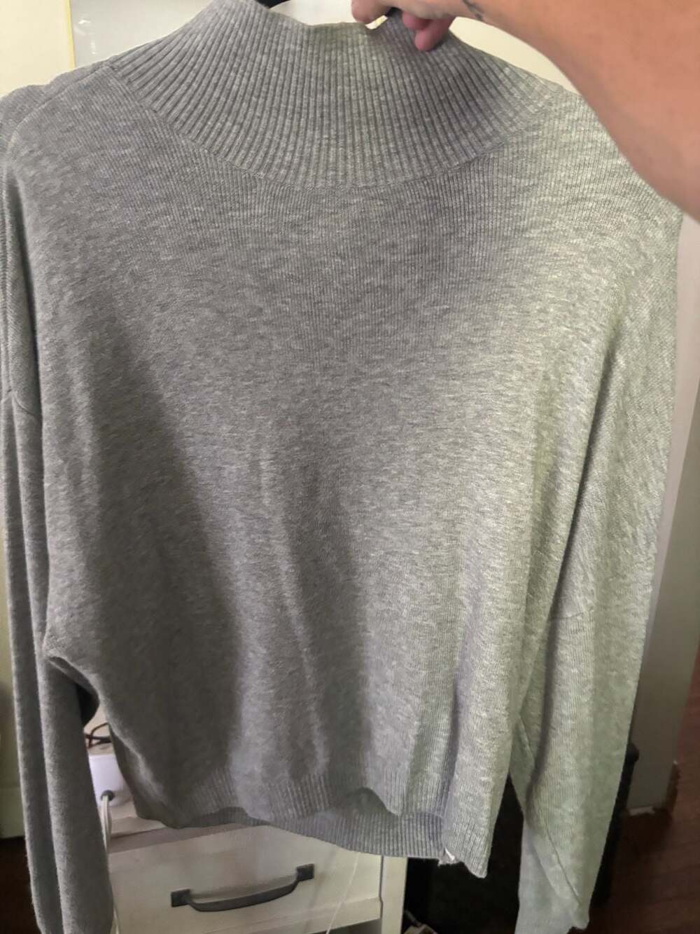 Abercrombie & Fitch Mock Neck Sweater Size L Grey Knit